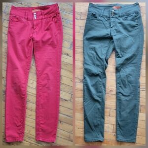 Wax Jean Red and Green Buttoned Jeans